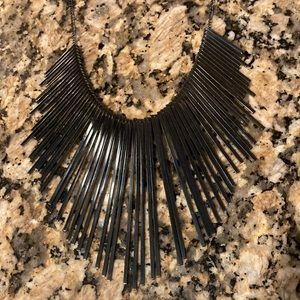 Black Metal Tassel Necklace